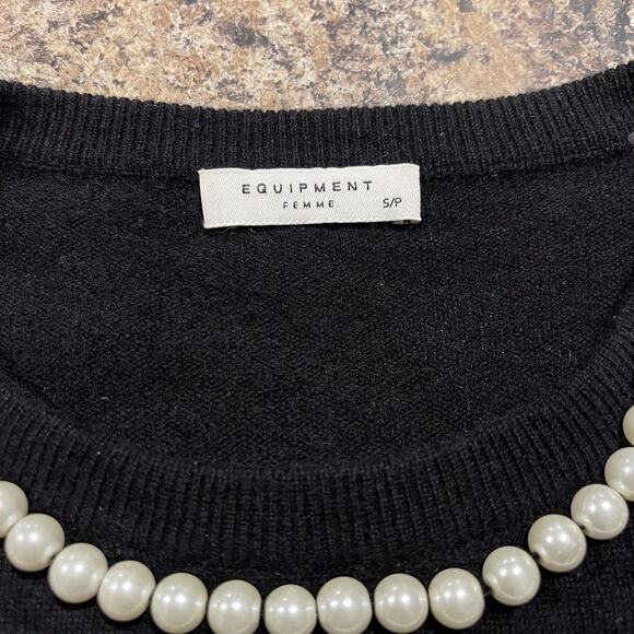 Equipment Sweater Pearl Wool Cashmere Quiet Luxury Preppy Old Money Black Small - Picture 3 of 7